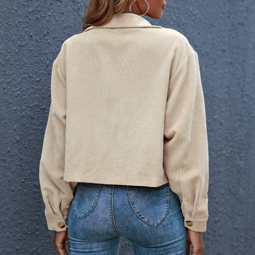 Grey button up pocket corduroy classic jacket shacket - Picture 6 of 7